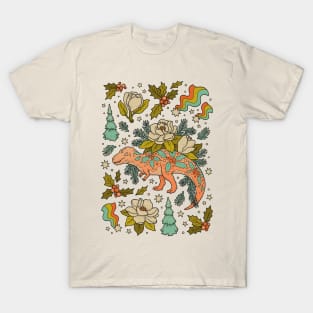 A Cretaceous Christmas: Tyrannosaurus | Holiday Dinosaur | Festive Natural History Art T-Shirt